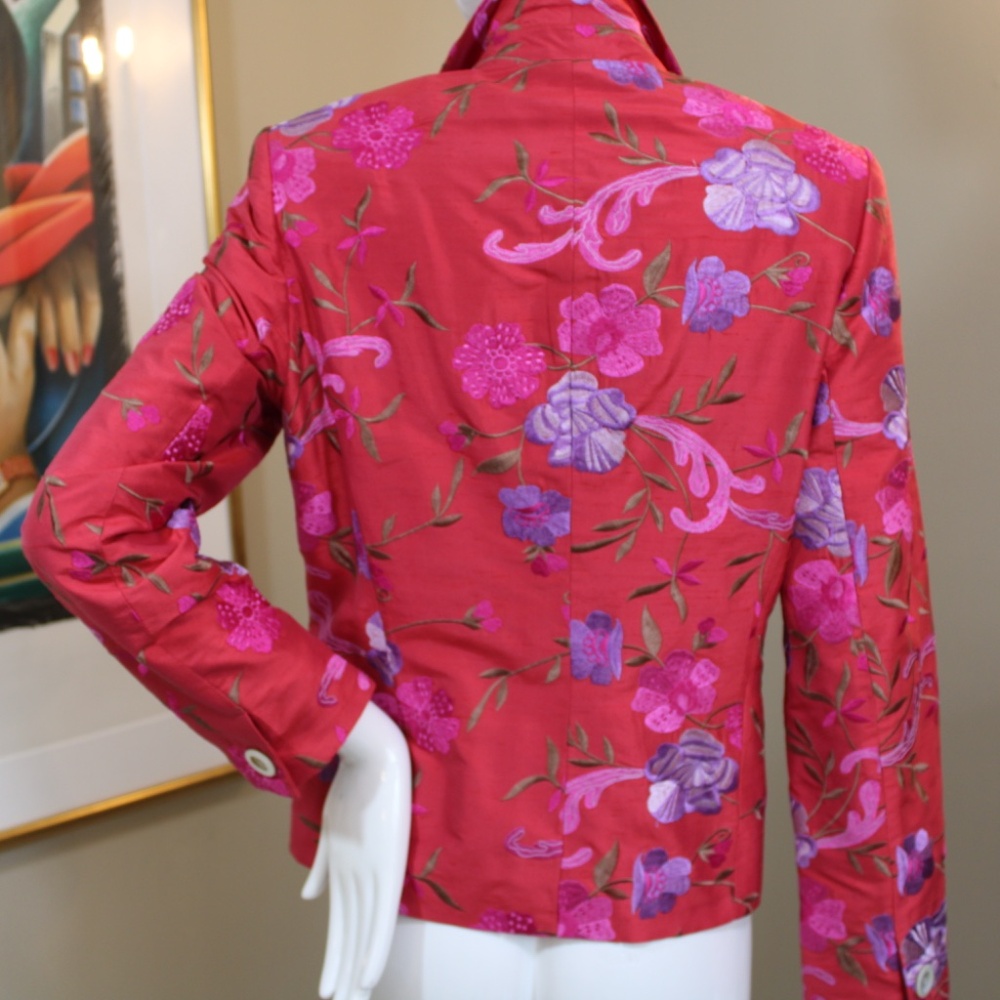 🌸 Algo of Switzerland Embroidered Silk Jacket – Size 6 – NWOT - Picture 5 of 14